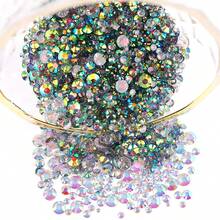 2MM-6MM, 5 Sizes, Assorted Transparent AB Color Resin Round Flat Bottom Crystal Rhinestone Jewelry DIY Beads, Suitable For Phone Cases, Nail Stickers, Clothes, Bags, Shoes, Crafts, Sparkling Nail Art Decorations