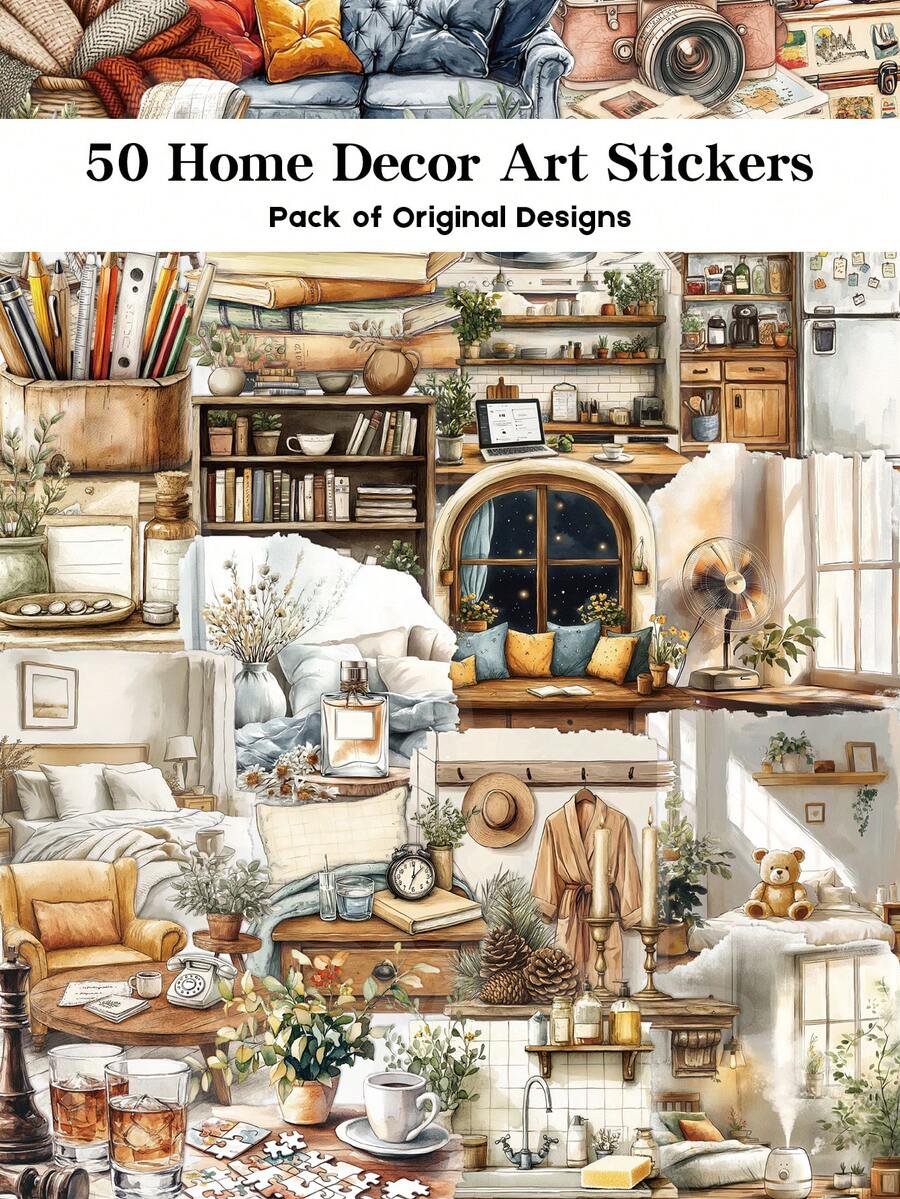 YWWBLD 50pcs Home Decor Art Stickers For Laptop Luggage Organizer Box Room Decor DIY Transparent Stickers - Multicolor - View 1