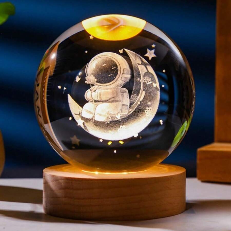 Solar System Crystal Ball 6cm Gift Set – 3D Laser Engraved Galaxy Planets Sphere, Elegant Home Decoration, Desk Display Ornament, Astronomy Collector TiNaJia Holiday Gift Box - aleatorio - Ver 1
