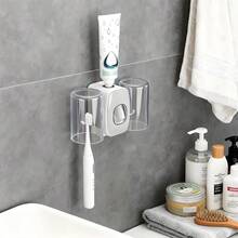 Combined Toothbrush Cup Holder - Wall Mount Organizer With Drainage, Hygienic Drying Function, Space Efficient Bathroom Essential, Easy Clean Surface, Adhesive Installation System, Complete Bathroom Organization, Water Runoff Design - Nhiều màu - Xem 8