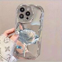 Funda para teléfono compatible con iPhone 17 Air/16e/15/14/13 Mini/12 Mini/11 Pro, Pro Max, Plus, diseño de borde curvo y electrochapado, lujo ligero y más avanzado - Plateado - Ver 4