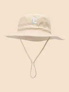 1 chiếc mũ tai bèo dễ thương cho bé - Mũ vành rộng chống nắng với các chữ cái thêu từ A-Z, dây đeo cằm có thể điều chỉnh, thích hợp cho bãi biển và các hoạt động ngoài trời hàng ngày. - Màu be - Chữ vá - Xem 79