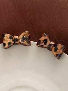 Pendientes de lazo de acrílico con estampado de leopardo, de moda, minimalistas y personalizados, adecuados para el uso diario y el transporte de las mujeres en otoño/invierno - Multicolor - Ver 7