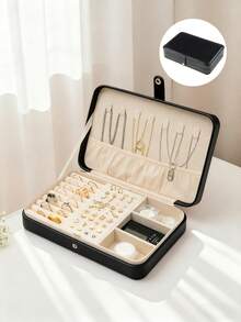 Portable PU Leather Jewelry Box, Jewelry Storage Box, Anti-Oxidation Birthday Gift, Large Capacity For Earrings, Rings, Bracelets, Necklaces, Hair Accessories, Suitable As A Gift For Girlfriends, Friends, And Girls For Festivals Or Birthdays - Multicolor - View 13