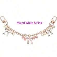 1/2Pcs Black Pink Bow Purse Chain Charm Bow Bag Charm Chain Bow Chain Strap Replacement Alloy Bag Extender Chain With Enamel Pink Bowknot Charms Handle Extender Decorative Bag Chains For Wallets Handbags - 彩色 - 查看 10