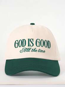 1pc Women's Embroidered GOD IS GOOD All The Time Baseball Cap | Vintage Washed Cotton, Color Block Design With Adjustable Snapback For A Flattering Fit | Perfect For Church, Christian Gifts, Weekend Outings, Spring Picnics, Cafe Dates And Inspirational Daily Wear - 彩色 - 查看 9