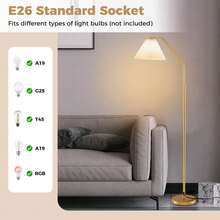 Lifezeal 66" Arc Floor Lamp With Adjustable Lamp Head, Pleated Lampshade & Foot Switch - View 5