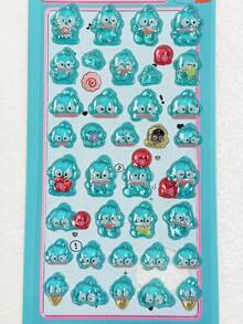 3D Cute Cat Cartoon Nail Art Stickers, Sweet & Fresh Design For Kids, 2025 New Arrival, 5D Embossed Nail Decals, Glow-In-The-Dark, Cartoon, Strawberry, Butterfly, Embossed, Star Patterns - Multicolor - View 5