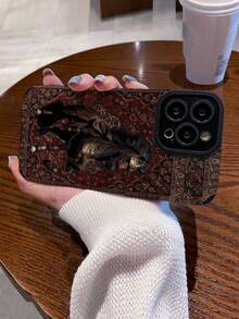 1件复古盔甲黑马红布竖条纹仿皮防滑防摔软保护手机壳，兼容和 17/17AIR/17PRO/17PROMAX - 彩色 - 查看 3