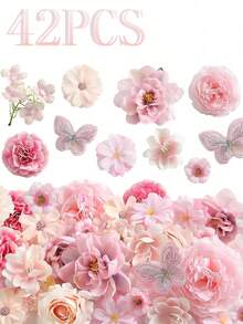 42 件复古人造花材，适合 DIY 手工饰品、古典发饰、婚礼头饰和节日家居装饰。它们可用于制作花环、节日和生日派对装饰、婚礼伴娘手链、插花材料，也可用于家居和花店装饰、花园装饰、母亲节装饰以及全年多种用途。 - 粉紅色係A款 - 查看 10