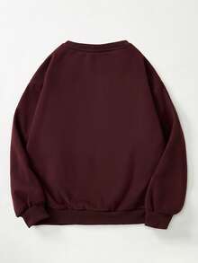 Áo nỉ nam dày dặn, chất liệu cotton, dáng rộng, vai rớt, cổ tròn, ấm áp, thoải mái, đa năng, thích hợp mặc hàng ngày. - Màu Đỏ Sâu - Xem 6