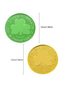 St Patrick's Day Gold And Green Lucky Coins,St Patricks Day Decorations, Shamrock St Patricks Day Coins, Gold Green Lucky Coins Fake Coins Plastic Coins St Patricks Day Gold Coins, Shamrock Decoration St Patricks Day Party Favor Shamrock Leprechaun Coins For Irish Party Table Decorations; - Multicolor - View 9
