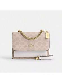 Coach Klare 25 Medium Women's Crossbody Bag, Flap Handbag With Chain Shoulder Strap - White With Light Brown Accents - View 5