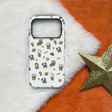 Funda 2 en 1 Mate Esmerilada de Animales de Dibujos Animados SamsungPlayful - Sensación Suave + Bordes Elevados| para iPhone 11/12/13/14/15/16/17/Plus/Pro/Pro Max| Regalo perfecto de protección de pantalla, accesorio diario para teléfono, funda de teléfono de animal de dibujos animados, diseño retro, regalo para propietarios de teléfonos, accesorio casual para usuarios - Blanco - Ver 10