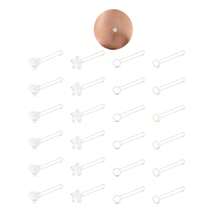 24pcs 18g 20g Clear Nose Studs Clear Nose Rings For Work Straight Plastic Piercing Retainers For Surgery Sport School Small Tiny Invisible Nostril Piercing Pin Spacers Cover Retainer Star Heart - Multicolor - View 5