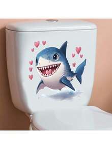 1pc Valentine's Day Cartoon Shark Heart Decorative Sticker PVC Sticker Removable Self-Adhesive Easy-Tear Sticker Home Decoration Make Your Life Fresh Holiday Decorative Stickers Birthday Graduation Gift - Multicolor - View 6