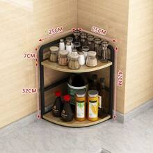 1 pièce Étagère de rangement, étagère d'angle en métal à 3 niveaux pour le comptoir, organisateur de rangement de grande capacité pour la maison, pour la cuisine et la salle de bain, accessoires de maison et rangement - Noir - Voir 6