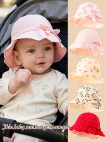 1顶婴儿蝴蝶装饰轻便遮阳帽，透气柔软面料，可爱时尚，适合0-1岁宝宝，春夏户外活动，是绝佳的生日礼物。 - 彩色 - 查看 2