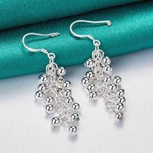 925 Silver Plated Smooth Grape Earrings For Women Wedding Fashion Charm Jewelry Gift - Silver - View 2