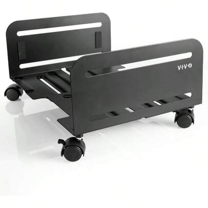 Large Computer Tower Desktop ATX-Case CPU Steel Rolling Stand 20cm To 36cm Wide Adjustable Mobile Cart Holder With Locking Caster Wheels Gaming PC Holder Black CART-PC01L