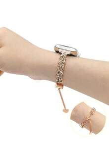 1pc Women's Wisdom Smartwatch Band, Compatible With Apple Watch Series 5/6/7/8/SE, Stainless Steel Strap, Suitable For Holidays And Birthday Gifts To Add Brilliance - Multicolor - View 5