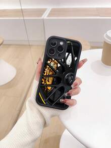 Car 1pc Black Wheel Pattern Full Coverage TPU Shockproof Phone Case Compatible With Iphone, Galaxy S25 Ultra, S24 Ultra - Multicolor - View 1