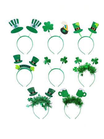 4 st. St. Patrick's Day-pannband, grönt treklöverhatt-pannband, irländska St. Patrick's Day-kostymtillbehör, hög cylinderhatt-pannband, festgåvor, juldekoration, bekväm tygdesign, lämplig för olika tillfällen, unikt irländskt pannband