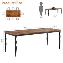 Mesa de comedor rectangular para 6 personas, mesa de cocina rústica de 71 pulgadas con tablero grande, mesa de comedor larga de madera con patas resistentes, mesa de comedor y escritorio para fiestas, familias numerosas, marrón - Marrón - Ver 7