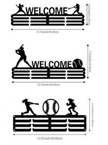 1个棒球奖牌展示架，金属墙面装饰收纳架，运动员礼物