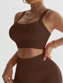 2pcs Stripe Detail Seamless High-Waist Women's Sports Leggings, High-Elasticity Abdomen-Tucking Leggings, Butt-Lifting & Leg-Slimming Tights, Soft Quick-Dry Breathable Four-Way Stretch Workout Leggings For Women,Multi-Color Options(Black/Red/Brown) - Màu Khaki - Xem 2