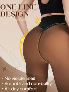 Fleece Lined Thermal Tights Woman Sexy Translucent Pantyhose Slim Winter Warm Thick Velvet Stockings Female Magic Leggings With A Variety Of Colors Suitable For People Of Different Skin Colors - 黑透焦糖 - 查看 2