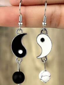 Yin Yang Tai Chi Pattern Dangle Earrings Retro Zinc Alloy Silver Plated Jewelry Personalized Female Gift - Bagua - View 6