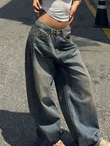 Teenagers' Fashionable Straight Leg Loose Fit Casual Jeans