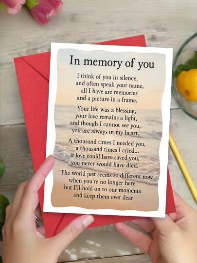 بطاقة تعزية تذكارية - هدية مفكرة وشعرية أنيقة، تتضمن مغلفًا، هدية مفكرة لمناسبة وفاة الأم أو الأب أو الشريك، خيار رائع لتذكر الأحباء، تكريم للدفن، رسائل دافئة، تفاصيل فاخرة، ورق عالي الجودة، دعم للعائلات الحزينة.
