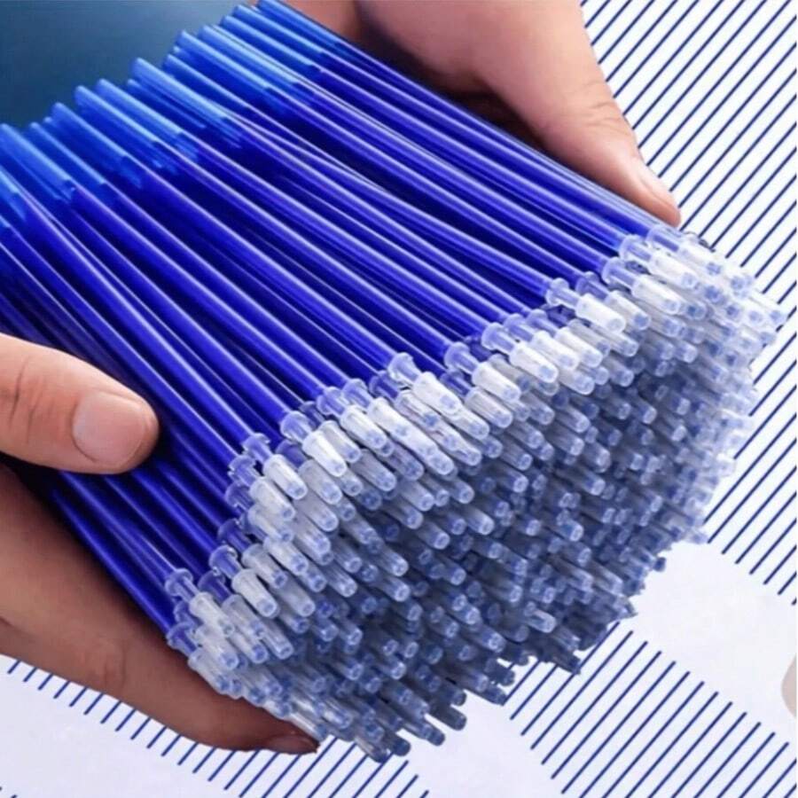 100支0.5mm可擦凝胶笔芯 - 高容量蓝/黑色墨水，可水洗，非常适合学校书写！ - 彩色 - 查看 1