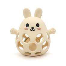 Rabbit Shaped Teething Toy, Hollow Rattle Toy With Bells Inside - Multicolor - View 7
