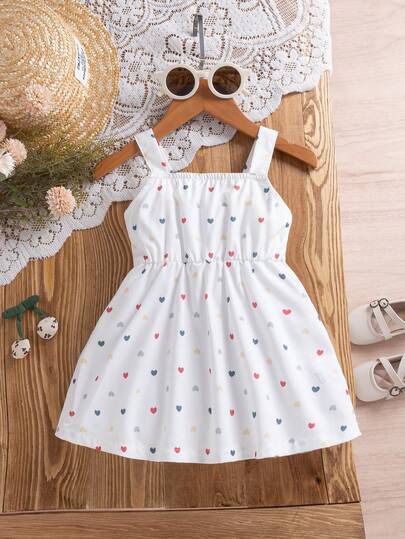 Infant/Baby GirlSweet & Cute Colorful Polka Dot Sleeveless Dress, Suitable For Daily Wear, Outdoor, School, Commute, Vacation, Photography, Party