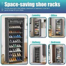 5/7 Tier Shoe Organizer With Nonwoven Fabric Cover Shoe Cabinet, Easy To Assemble, Portable Shoe Cabinet, Shoe Storage Shelf For 27-35 Pairs Of Shoes, Suitable For Various Scenes Such As Entryway, Suitable For Sneakers, High Heels, And Boots - 5 tầng & Đen - Xem 9