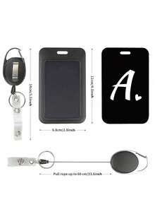 Black ID Card Holder With Black Retractable Reel Clip, White Heart & Letter A-Z Print, Anti-Theft Card Holder, Black Thumb Slot Hard Plastic Card Holder, Expandable ID Card Holder, Medical Insurance Card Protector, Waterproof Medical/Social Security Card Protector, Transit Card Holder, Meal Card Storage, Portable, Daily Essential, Perfect Gift And Souvenir For Holidays, Birthdays, Parties, Valentine's Day And New Year - Multicolor - View 12