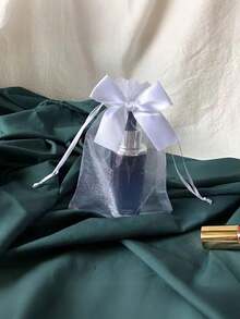 8pcs - White Bow-Tied Tulle Gift Bags, Cosmetic Favor Gift Packaging Bags, Drawstring Pouch! Perfect For Holding Candies And Other Small Items!