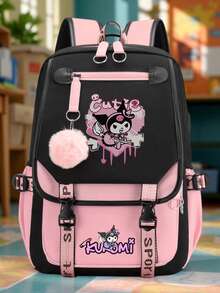 Kuromi印花背包，Hello Kitty印花简约背包，适合中学生，轻便舒适，大容量，休闲百搭旅行背包