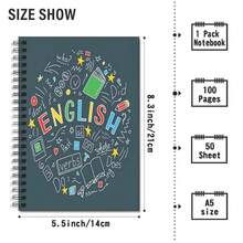 Cuaderno espiral A5, cuaderno de notas escolares en inglés, multicolor - Multicolor - Ver 2
