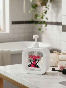 Marvel 1个大容量透明可重复灌装分配瓶，蜘蛛侠图案，适用于洗手液、沐浴露、洗涤剂、润肤露，家居浴室装饰，秋季装饰，返校季装饰 - 彩色 - 查看 9