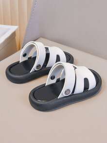 1双幼儿户外软底舒适运动凉鞋，男童凉鞋拖鞋二合一 - 白色 - 查看 3