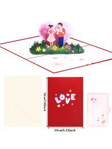 1pc Pop-Up Valentine's Day 3D Greeting Card With Envelope, Heart Cloud Design, Love Theme, Suitable For Valentine's Day/Wedding/Engagement/Couple Confession And Other Occasions