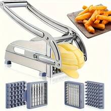 Professional Grade Stainless Steel French Fry Cutter Set, With Safety Blade Guard, Heavy Duty Manual Vegetable Slicer And Shredder, Fruit Cutter, For Potatoes, Carrots, Cucumbers, Onions And More, Vegetable Slicer, French Fry Cutter, Potato Slicer, Onion Shredder, Food Dicing Tool, Kitchen Gadget, Suitable For Home And Restaurant, Durable Kitchen Tool - Silver - View 2