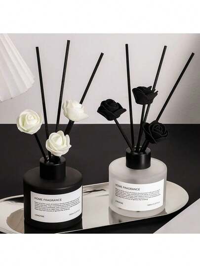 100毫升精油扩香器，无焰家用香氛扩香器/香薰/空气清新剂和除臭剂，持久留香，北欧无焰风格，黑白极简设计，适用于卧室、浴室、酒店，圣诞节/情人节礼物（随机香型）