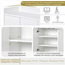 Modern Minimalist Sideboard, 4-Door Handleless Buffet For Dining Room, Living Room, Kitchen (White) - 白色 - 查看 10