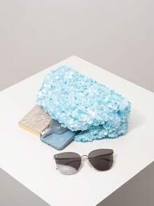 Women's Clutch Bag, Sequin Bag, Bridal Party Bag, Ball Gown Bag, Ball Gown Accessories, Wedding Supplies, Elegant Women's Clutch Bag, Women's Gift, Valentine's Day (Random Pattern) - Blue - View 6