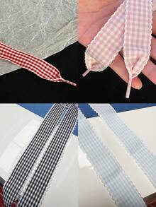 1 Pair Ins Wave Edge Checkered Shoelaces, Suitable For Sport Shoes/Racing Shoes, Bag Decoration, Hair Accessories - Multicolor - View 9